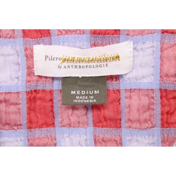 Anthropologie Pilcro & The Letterpress Gingham Neve Tiered Blouse Top Red Sz M - Picture 5 of 6